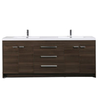 Thumbnail for Eviva Lugano 84″ Modern Double Sink Bathroom Vanity w/ White Integrated Top Vanity Eviva Gray Oak