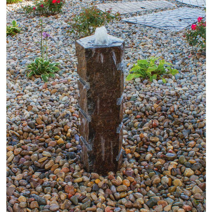 Real Stone Fountains ABBC920 Basalt Fountain Kit - Carved Stripe Fountain Blue Thumb