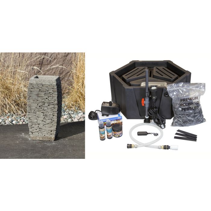 Stoned Urn FNT2339 Ceramic Vase Complete Fountain Kit Vase Fountain Blue Thumb