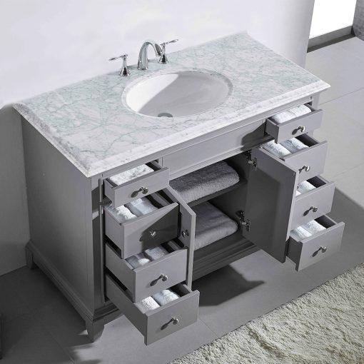 Eviva Elite Stamford 42″ Bathroom Vanity w/ Double Ogee Edge White Carrara Top Vanity Eviva