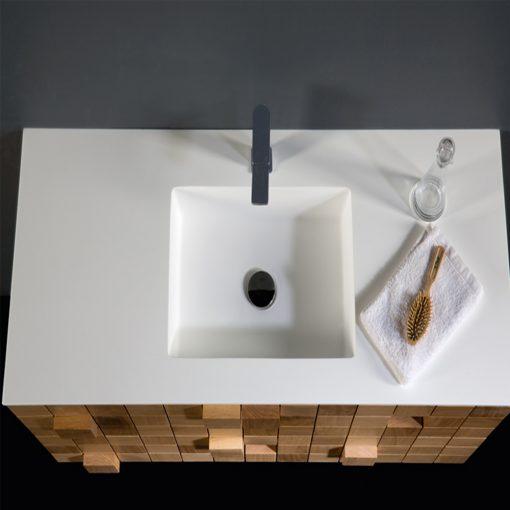 Eviva Mosaic 36 in. Wall Mounted Oak Bathroom Vanity with White Integrated Solid Surface Countertop Bathroom Vanity Eviva