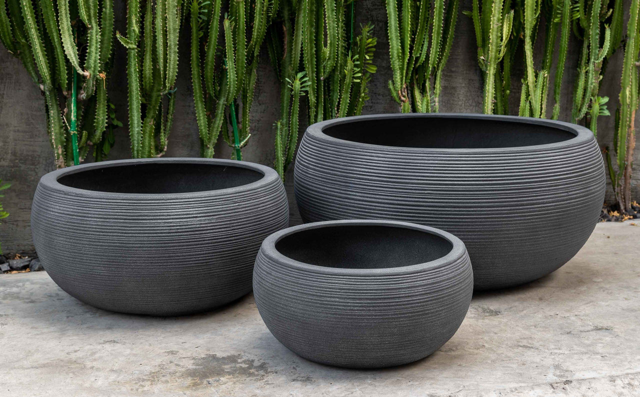 Campania International Fiber Clay Exton Bowl Planter Urn/Planter Campania International Lead Lite Large