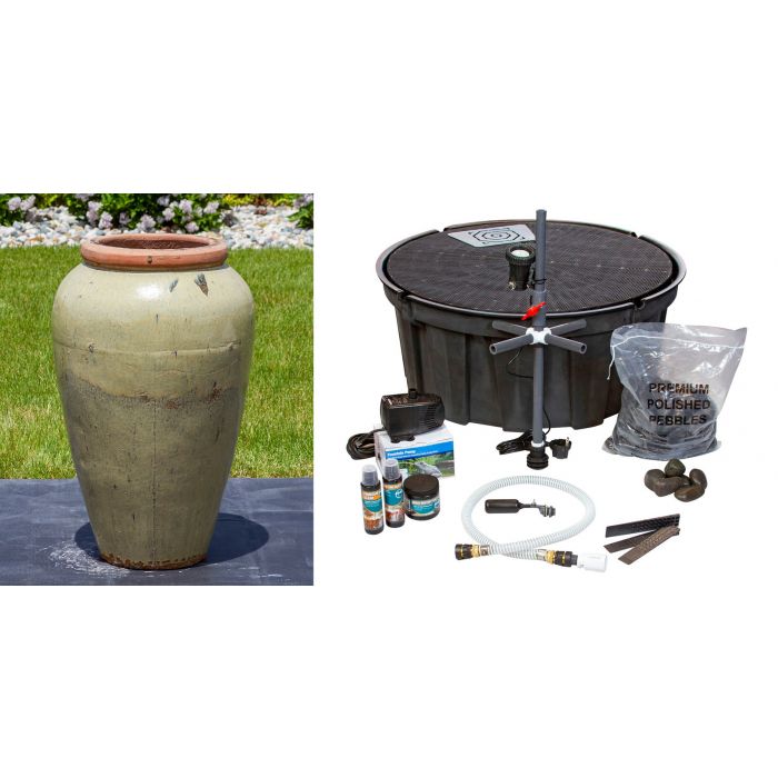 Tuscany FNT3875 Ceramic Triple Vase Complete Fountain Kit Vase Fountain Blue Thumb