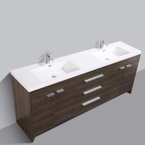 Eviva Lugano 84″ Modern Double Sink Bathroom Vanity w/ White Integrated Top Vanity Eviva