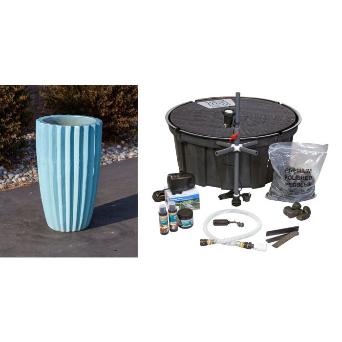 One of a Kind FNT3008 Ceramic Vase Complete Fountain Kit Vase Fountain Blue Thumb