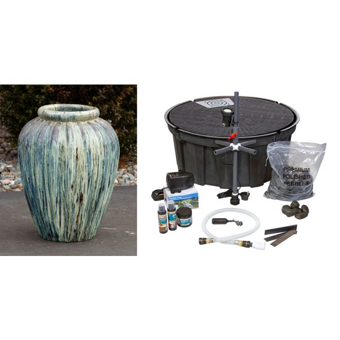 One of a Kind FNT3172 Ceramic Vase Complete Fountain Kit Vase Fountain Blue Thumb