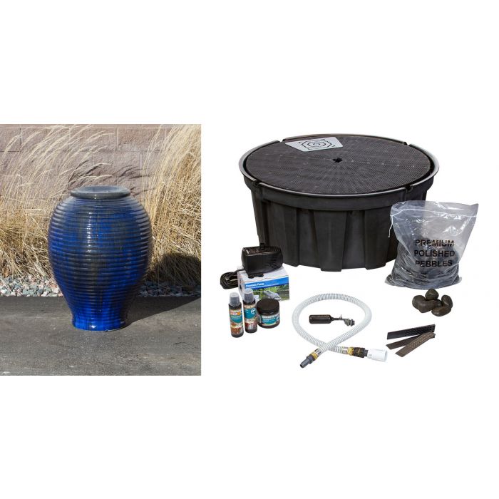 Closed Top FNT3433 Ceramic Vase Complete Fountain Kit Vase Fountain Blue Thumb