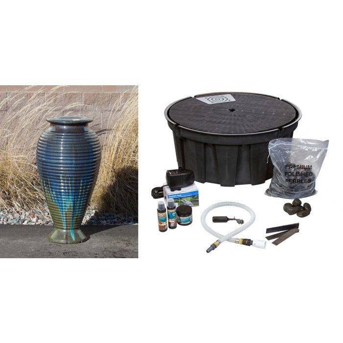 Closed Top FNT3440 Ceramic Vase Complete Fountain Kit Vase Fountain Blue Thumb