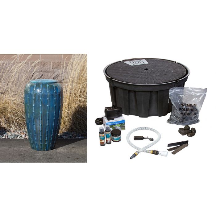 Closed Top FNT3457 Ceramic Vase Complete Fountain Kit Vase Fountain Blue Thumb