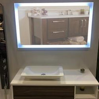Thumbnail for Eviva Lava 46 Inch Walnut Wall Mount Bathroom Vanity with White Solid Surface Vessel Sink Bathroom Vanity Eviva