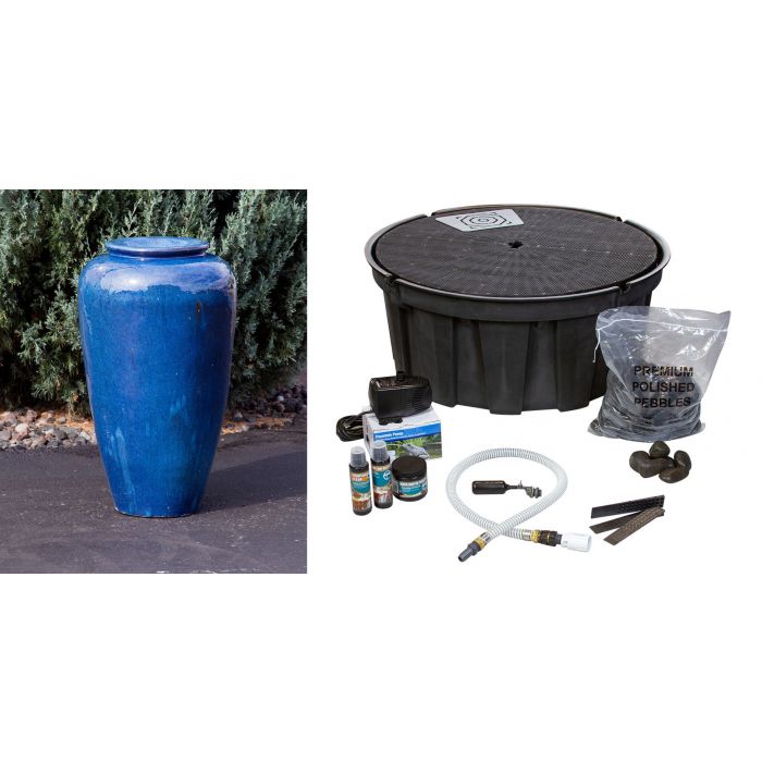 Closed Top FNT3631 Ceramic Vase Complete Fountain Kit Vase Fountain Blue Thumb