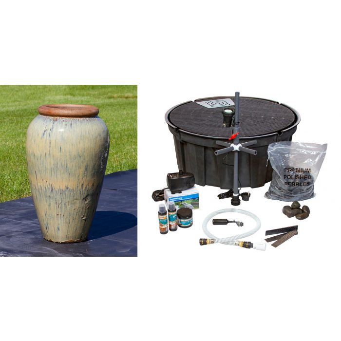 Tuscany FNT3861 Ceramic Triple Vase Complete Fountain Kit Vase Fountain Blue Thumb