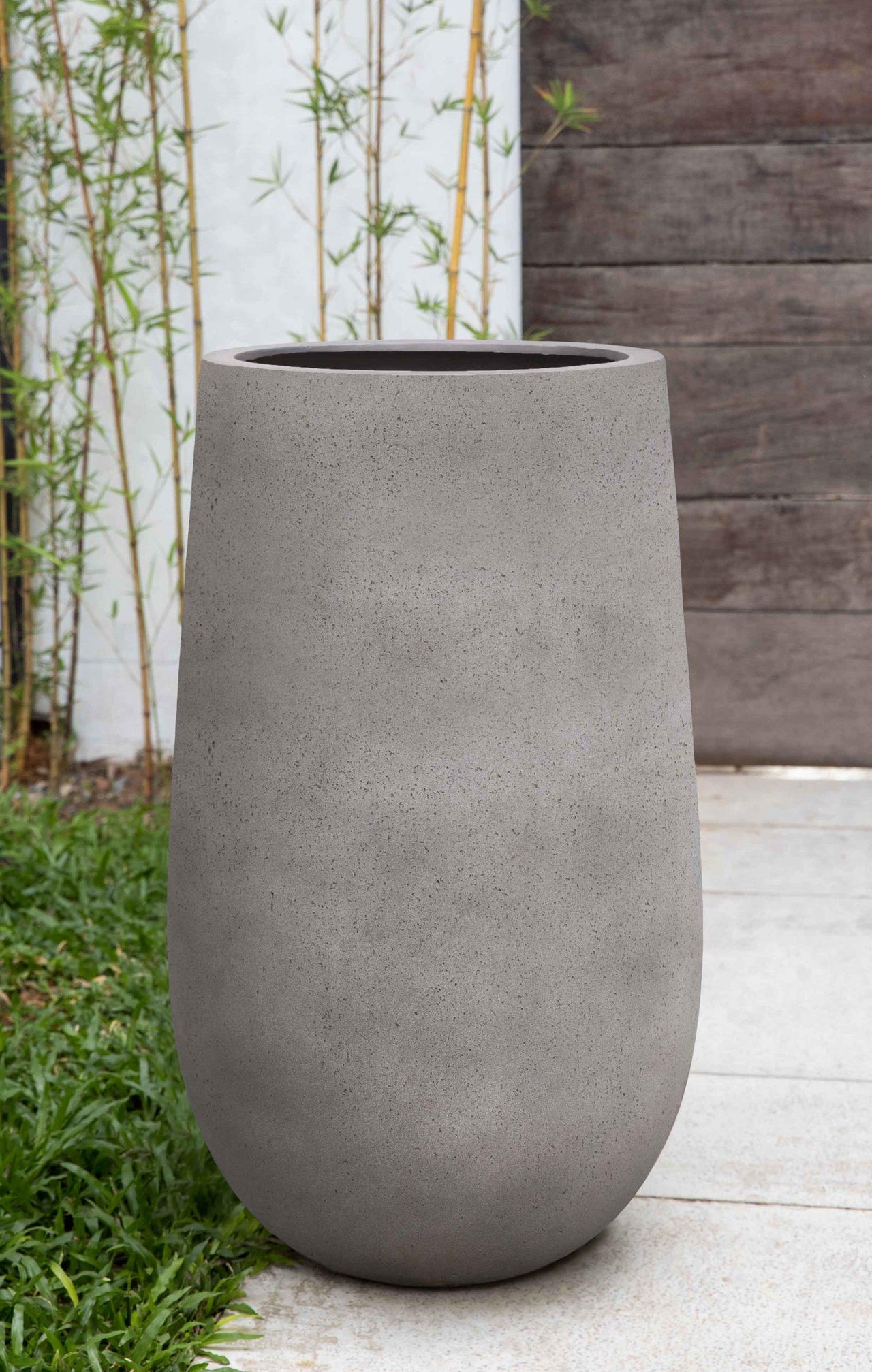 Campania International Fiber Clay Mews Planter - S/3 Urn/Planter Campania International Stone Grey Lite Large