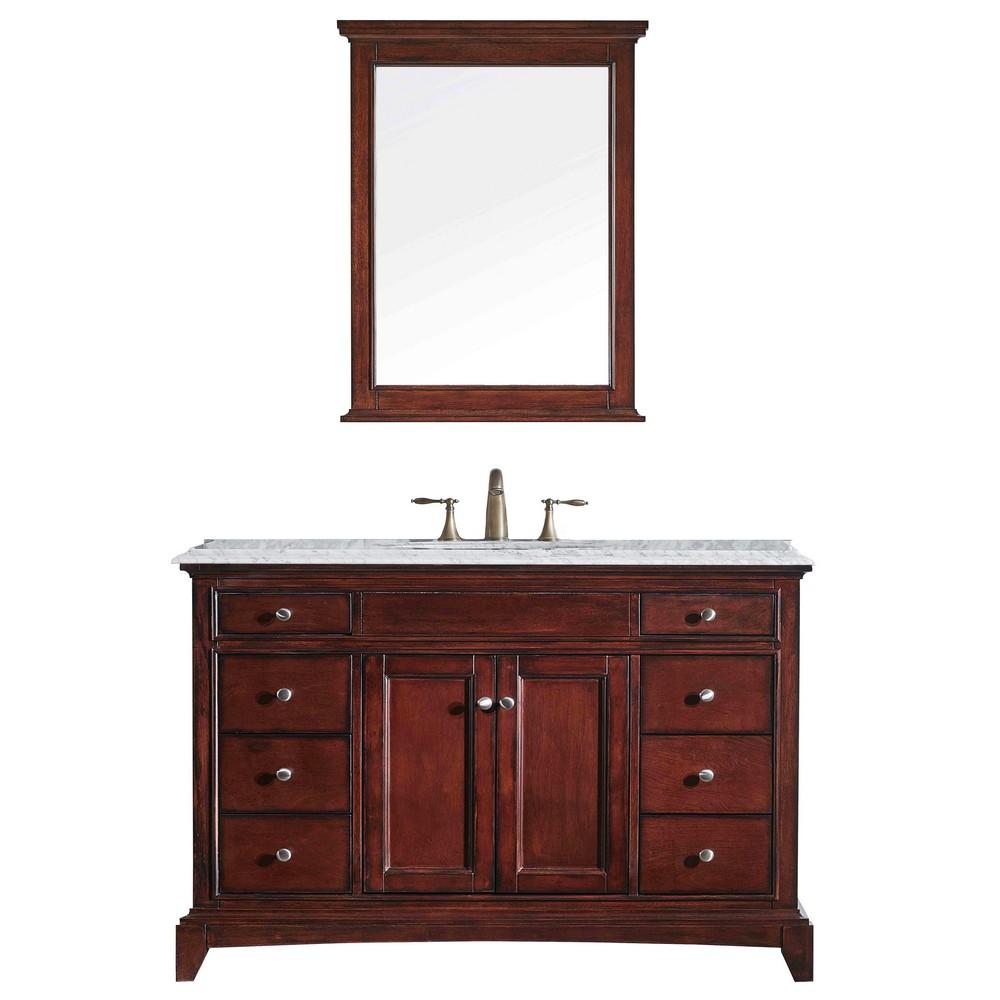 Eviva Elite Stamford 42″ Bathroom Vanity w/ Double Ogee Edge White Carrara Top Vanity Eviva Teak