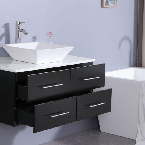 Totti Wave 36″ Modern Bathroom Vanity w/ Super White Man-Made Stone Top & Sink Vanity Eviva