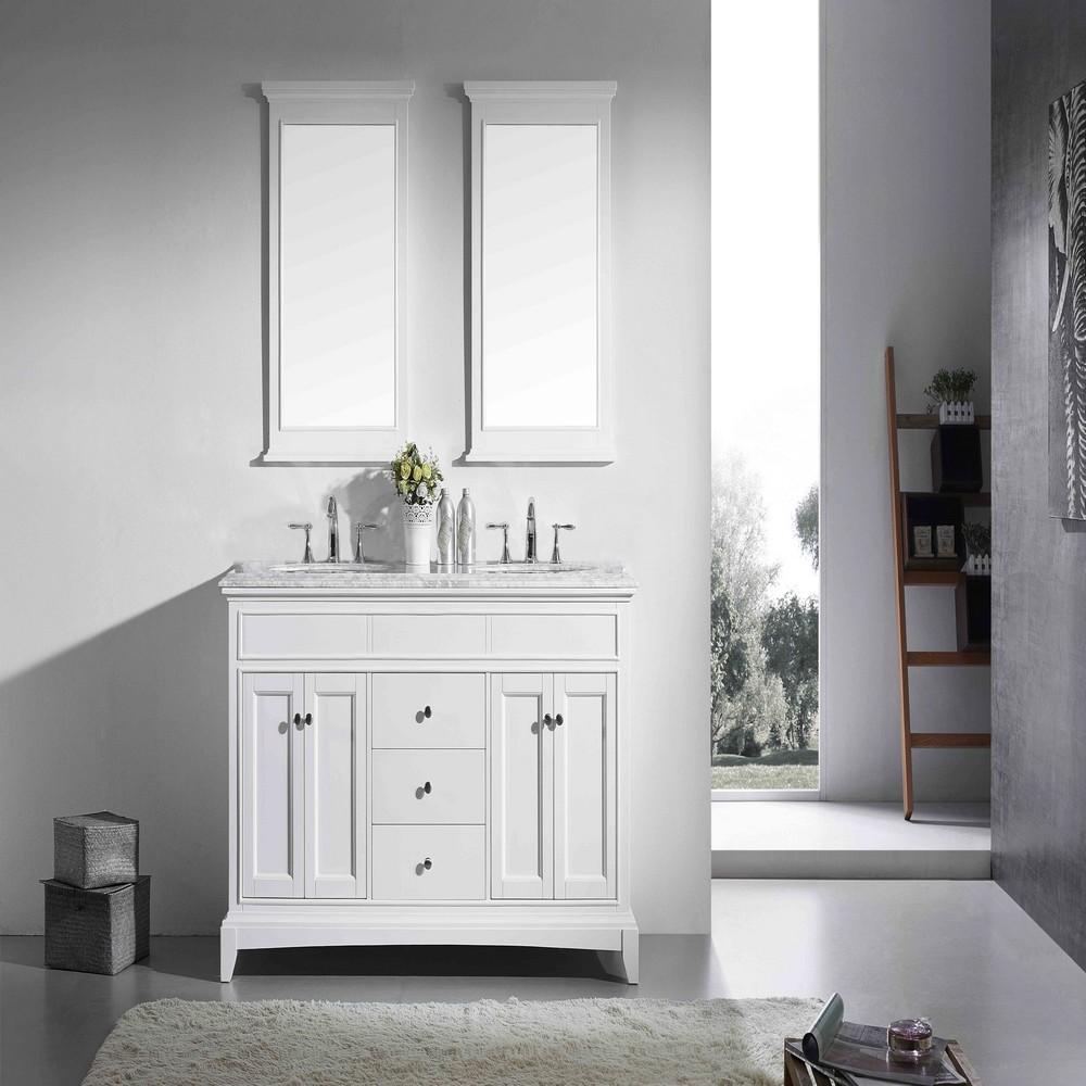 Eviva Elite Princeton 72″ Solid Wood Bathroom Vanity Set with Double OG White Carrera Marble Top Vanity Eviva