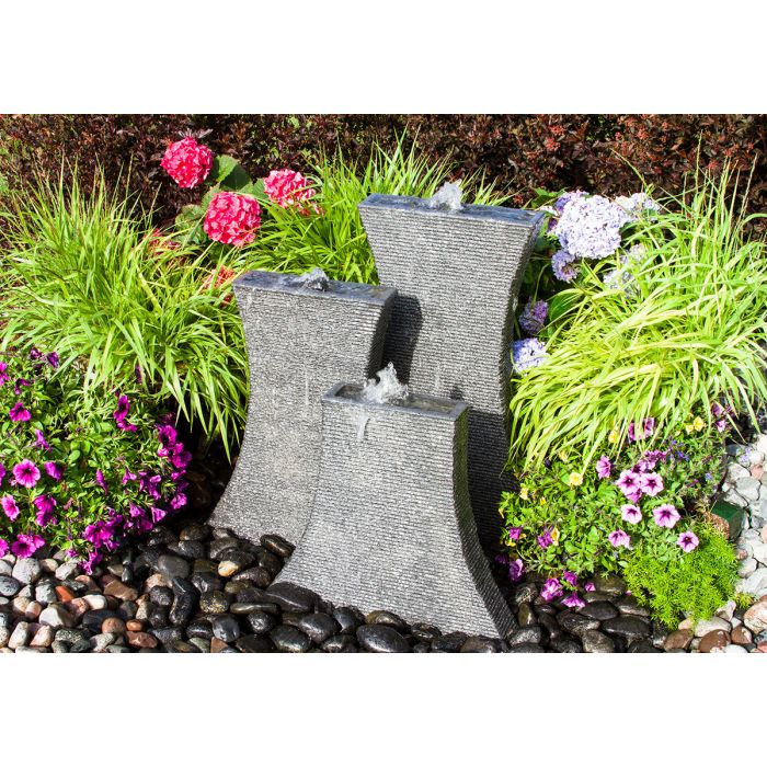 Real Stone Fountains ABHF30K Concave Chiseled Towers Fountain Kit Fountain Blue Thumb