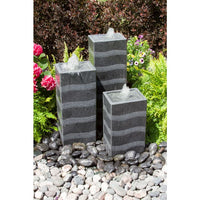 Thumbnail for Real Stone Fountains ABHF70K Gray Wave Triple Column Fountain Kit Fountain Blue Thumb