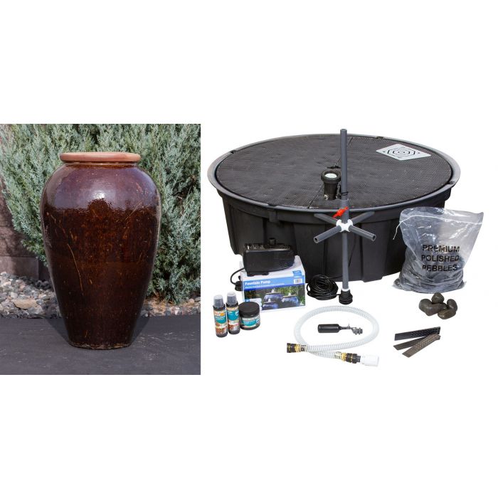 Tuscany FNT40244 Ceramic Triple Vase Complete Fountain Kit Vase Fountain Blue Thumb