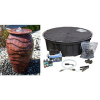 Thumbnail for Closed Top FNT40664 Ceramic Vase Complete Scalloped Urn Fountain Kit Vase Fountain Blue Thumb