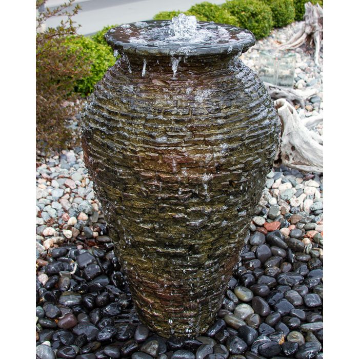 Closed Top FNT40666 Ceramic Vase Complete Stacked Slate Fountain Kit Vase Fountain Blue Thumb
