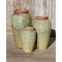 Thumbnail for Tuscany FNT40714 Ceramic Triple Vase Complete Fountain Kit Vase Fountain Blue Thumb