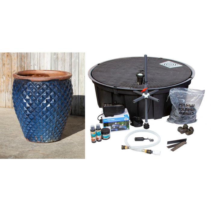 One of a Kind FNT40730 Ceramic Vase Complete Fountain Kit Vase Fountain Blue Thumb