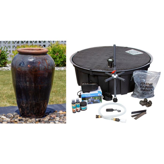 Tuscany FNT40763 Ceramic Triple Vase Complete Fountain Kit Vase Fountain Blue Thumb