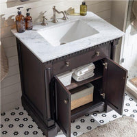 Thumbnail for Eviva Preston 31″ Aged Chocolate Traditional Bathroom Vanity w/ White Carrara Top Vanity Eviva