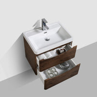 Thumbnail for Eviva Smile 28″ Wall Mount Modern Bathroom Vanity w/ White Integrated Top Vanity Eviva