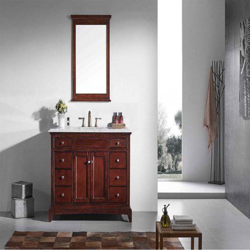 Eviva Elite Princeton 48″ Solid Wood Bathroom Vanity Set with Double OG White Carrera Marble Top Vanity Eviva 