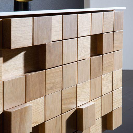 Eviva Mosaic 36 in. Wall Mounted Oak Bathroom Vanity with White Integrated Solid Surface Countertop Bathroom Vanity Eviva
