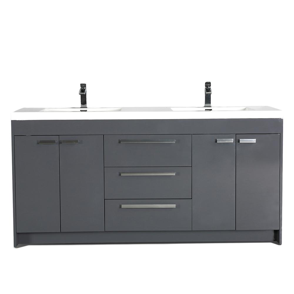 Eviva Lugano 84″ Modern Double Sink Bathroom Vanity w/ White Integrated Top Vanity Eviva Gray