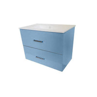 Thumbnail for Eviva Daytona 32″ Blue Wallmount Bathroom Vanity with Integrated Porcelain Sink Vanity Eviva