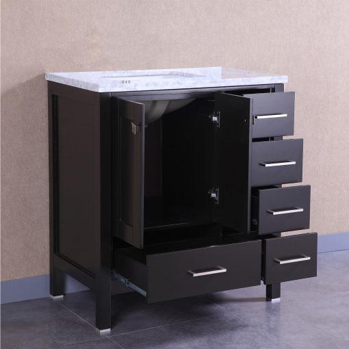 Totti Shaker 36″ Transitional Bathroom Vanity with White Carrera Countertop Vanity Eviva