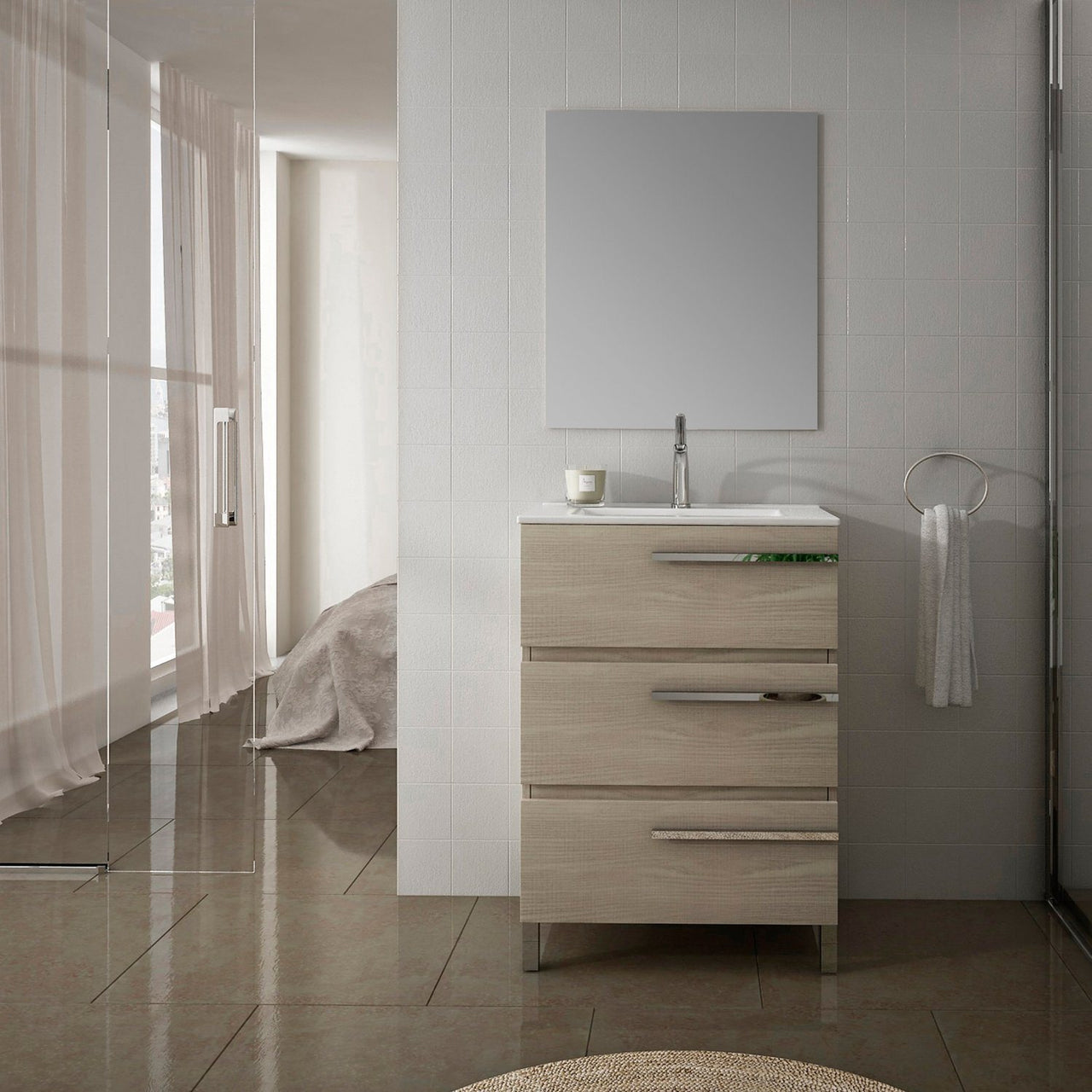 EVIVA Olivia 20 Inch by 13 Inch Free Standing Bathroom Vanity Vanity Eviva Medium Oak