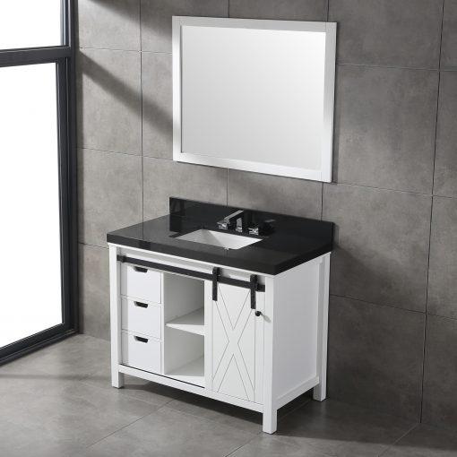 Eviva Dallas 42 in. White Bathroom Vanity with Absolute Black Granite Countertop Vanity Eviva