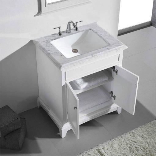 Eviva Elite Princeton 30″ Solid Wood Bathroom Vanity Set with Double OG White Carrera Marble Top Vanity Eviva