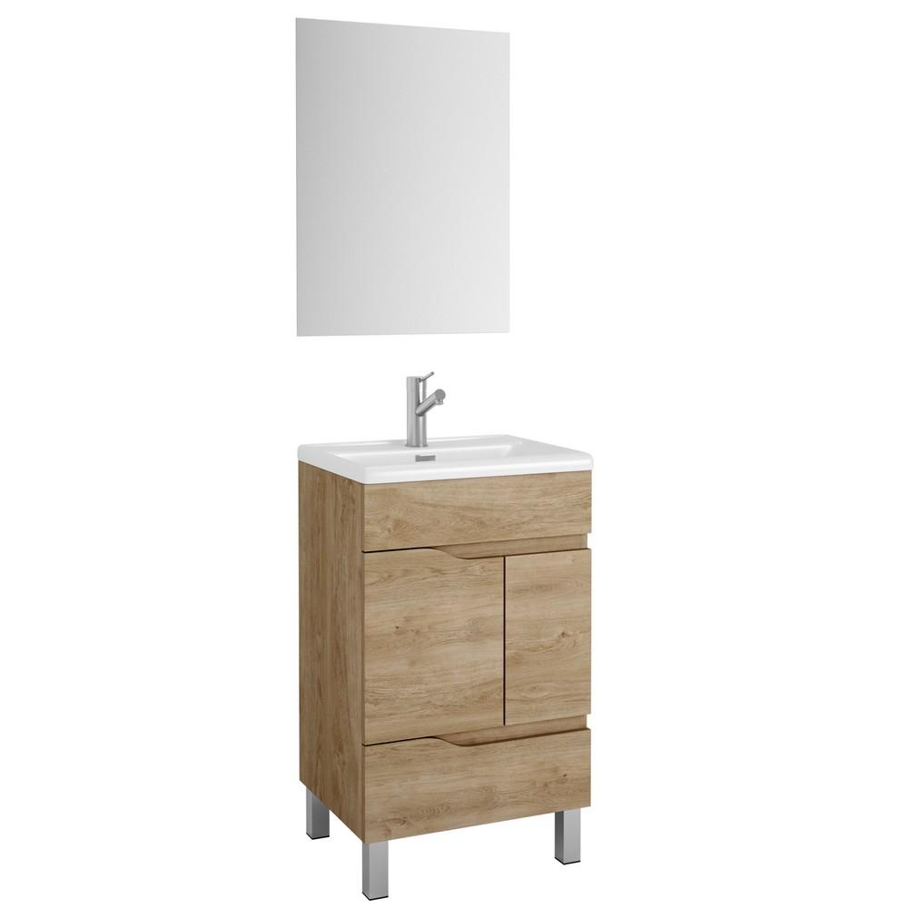Eviva Charm 20″ Bathroom Vanity With White Integrated Porcelain Sink Vanity Eviva Natural Oak 