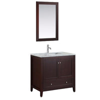 Thumbnail for Eviva Lime 36″ Bathroom Vanity with White Jazz Marble Carrera Top Bathroom Vanity Eviva Teak