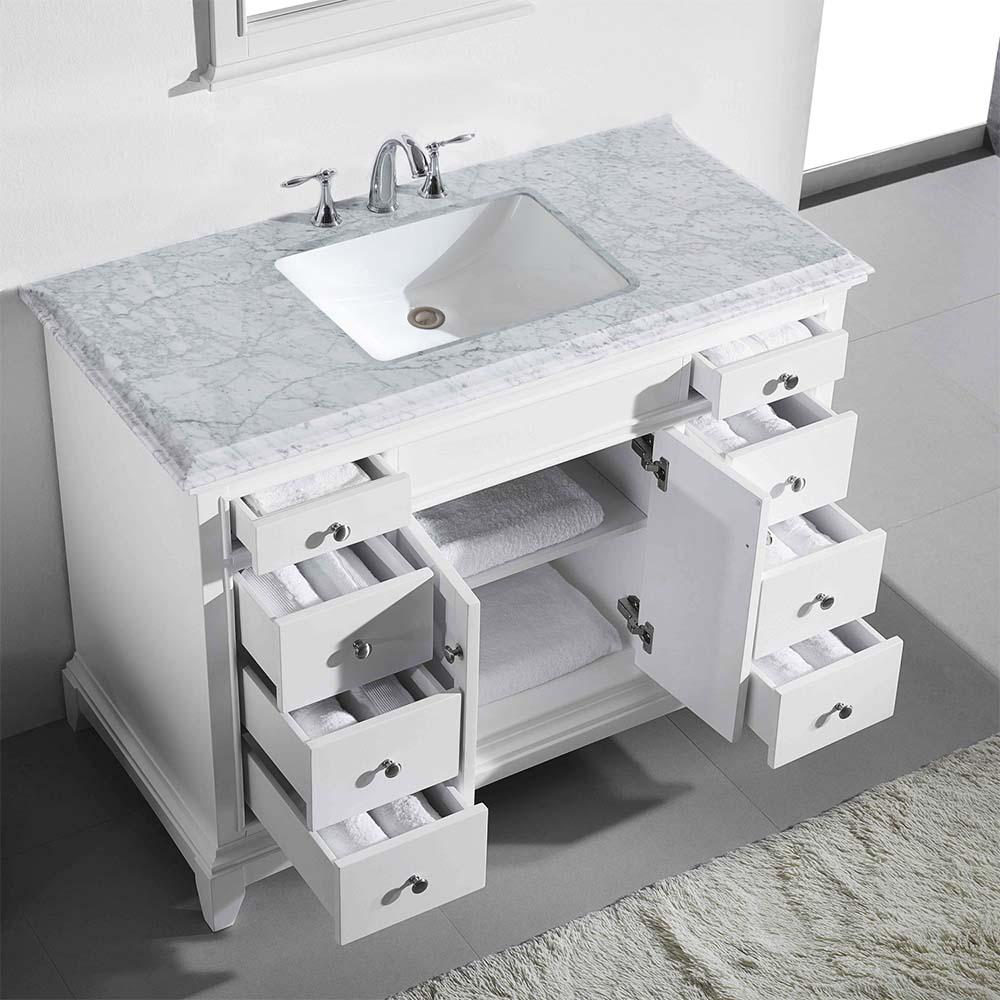 Eviva Elite Princeton 42″ Solid Wood Bathroom Vanity Set with Double OG White Carrera Marble Top Vanity Eviva