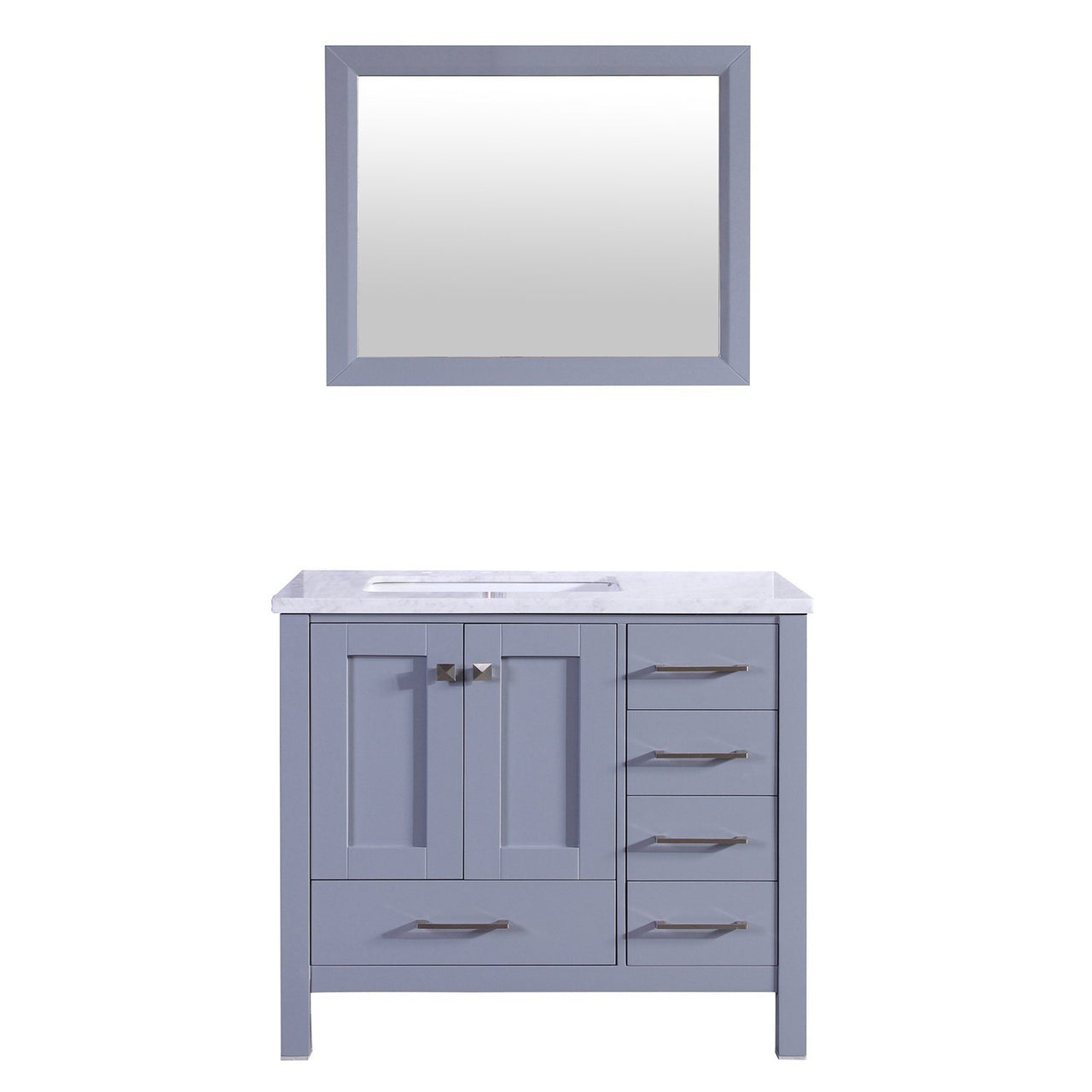 Totti Shaker 36″ Transitional Bathroom Vanity with White Carrera Countertop Vanity Eviva Grey