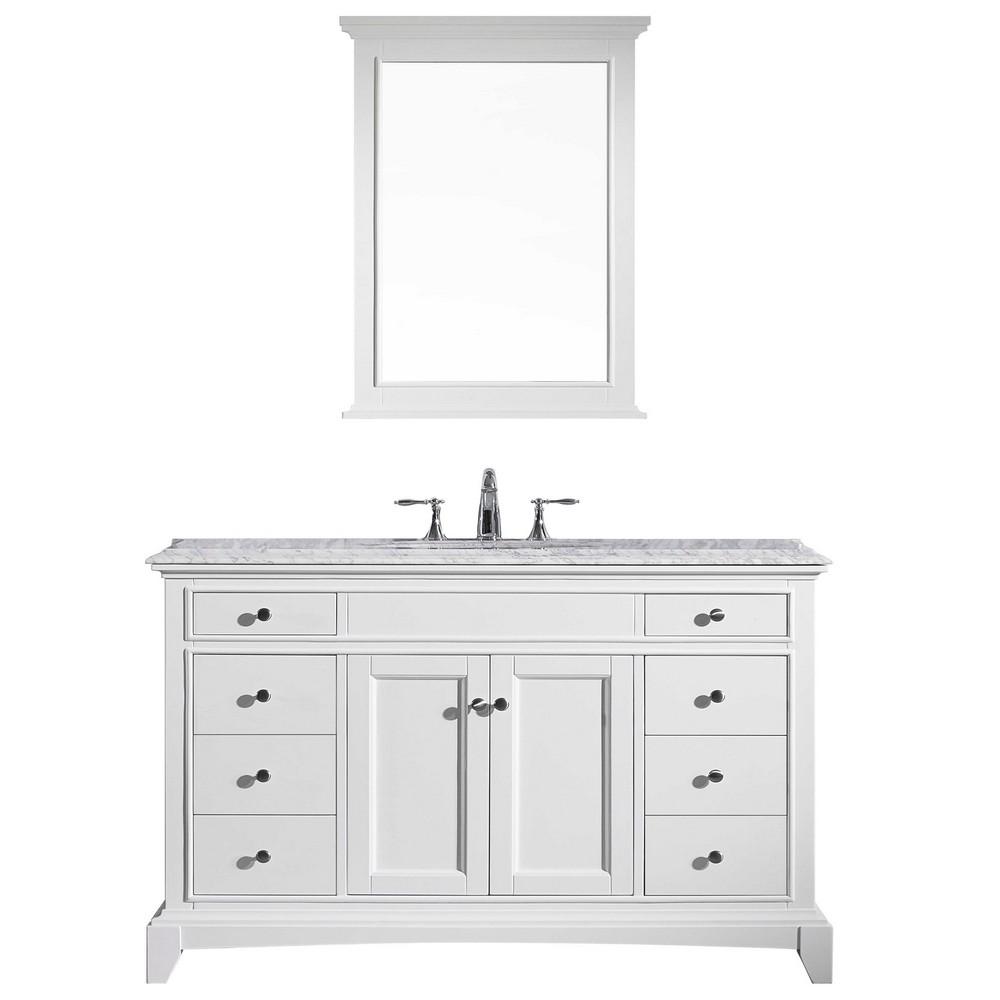 Eviva Elite Stamford 42″ Bathroom Vanity w/ Double Ogee Edge White Carrara Top Vanity Eviva White