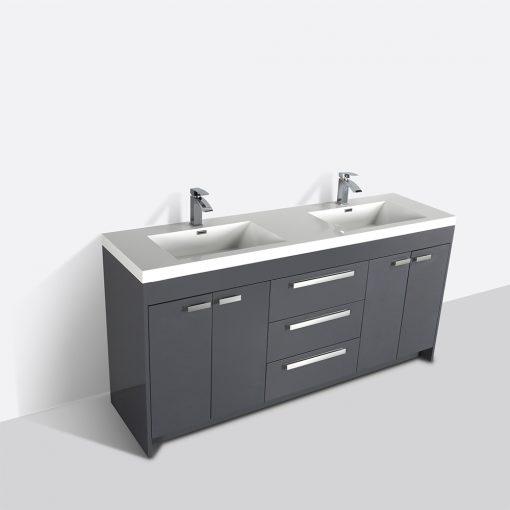 Eviva Lugano 84″ Modern Double Sink Bathroom Vanity w/ White Integrated Top Vanity Eviva
