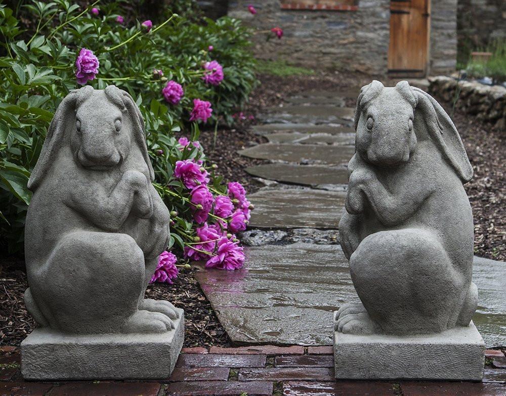 Campania International Cast Stone Newport Rabbit Set Left and Right Statuary Campania International 