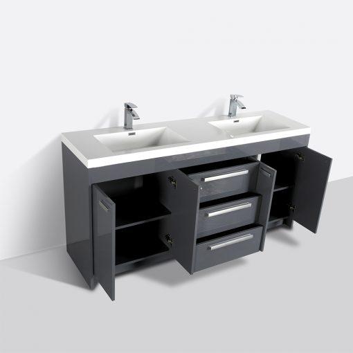 Eviva Lugano 84″ Modern Double Sink Bathroom Vanity w/ White Integrated Top Vanity Eviva