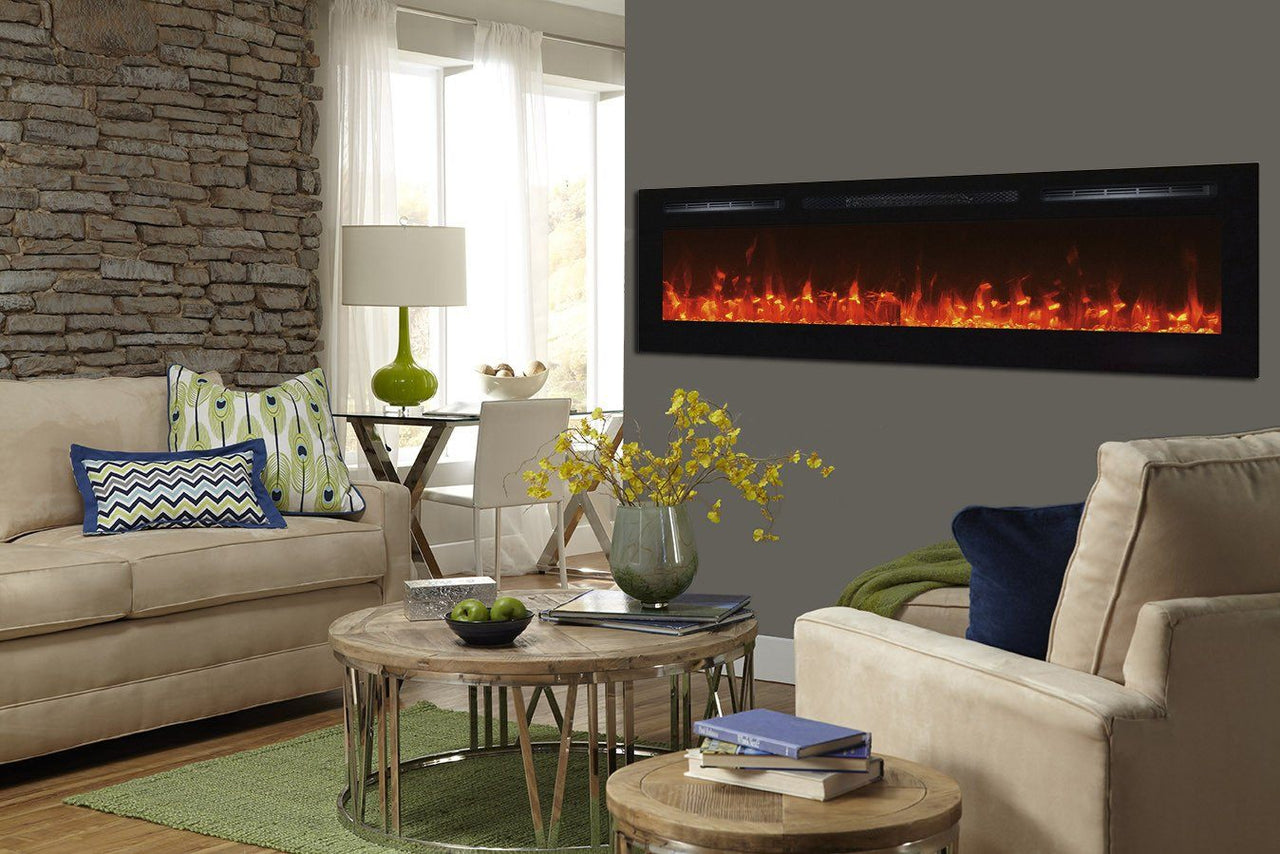 Touchstone Sideline 72” Wide (Wall inset design) Wall Mounted Electric Electric Fireplace Touchstone 