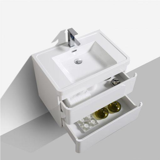 Eviva Smile 28″ Wall Mount Modern Bathroom Vanity w/ White Integrated Top Vanity Eviva