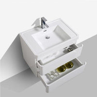 Thumbnail for Eviva Smile 28″ Wall Mount Modern Bathroom Vanity w/ White Integrated Top Vanity Eviva