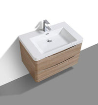 Thumbnail for Eviva Glazzy 30″ Wall Mount Modern Bathroom Vanity w/ White Integrated Top Vanity Eviva